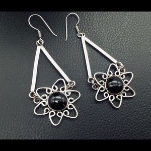 Sterling Silver Black Ónix Earrings
